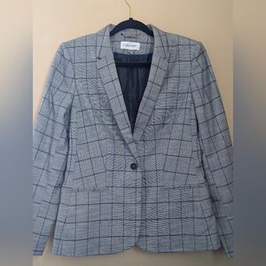 Calvin Klein Light Gray Blazer with Navy Windowpane